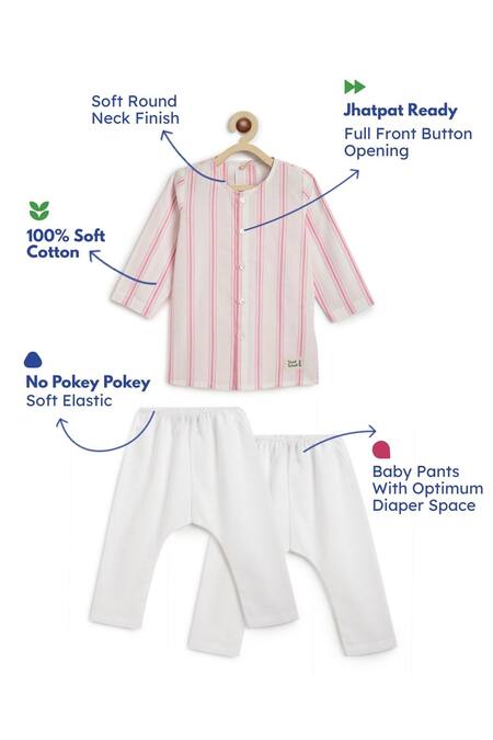 Shop Tiber Taber Pink Cotton Striped Kurta And Pyjama Set Online at Aza Fashions Shop_Tiber Taber_Pink Cotton Striped Kurta And Pyjama Set _Online_at_Aza_Fashions