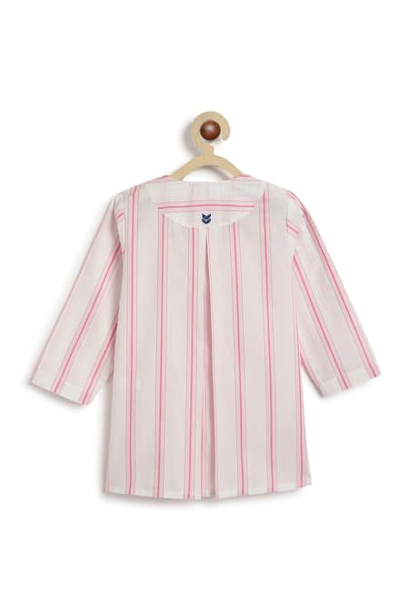 Buy Tiber Taber Pink Cotton Striped Kurta And Pyjama Set Buy_Tiber Taber_Pink Cotton Striped Kurta And Pyjama Set