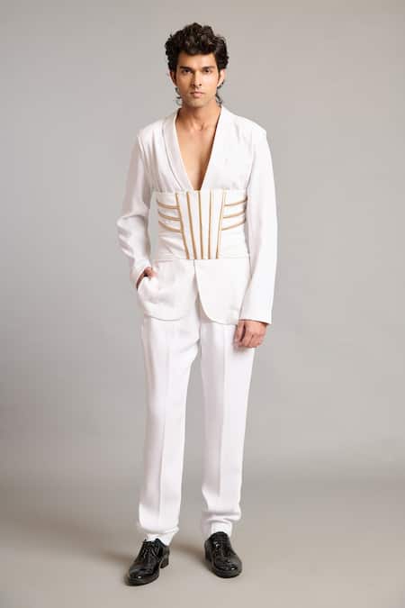 Buy_Siddartha Tytler_White Corseted Kamarbandh _Online_at_Aza_Fashions