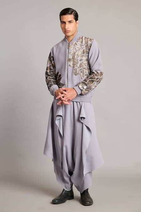 Siddartha Tytler Gray Microfiber Steel Grey Flap Dhoti Pant 