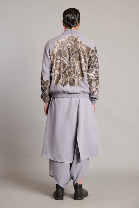 Siddartha Tytler Steel Grey Microfiber Flap Dhoti Pant 