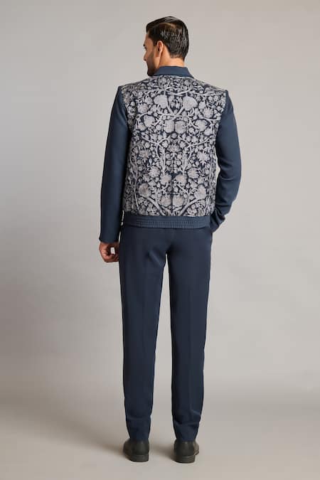 Shop_Siddartha Tytler_Gray Microfiber Charcoal Korean Pant _at_Aza_Fashions