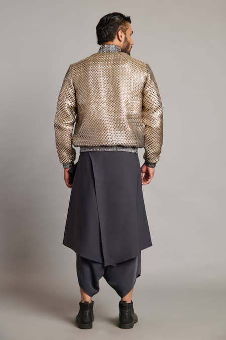 Siddartha Tytler Charcoal Microfiber Flap Dhoti Pant 