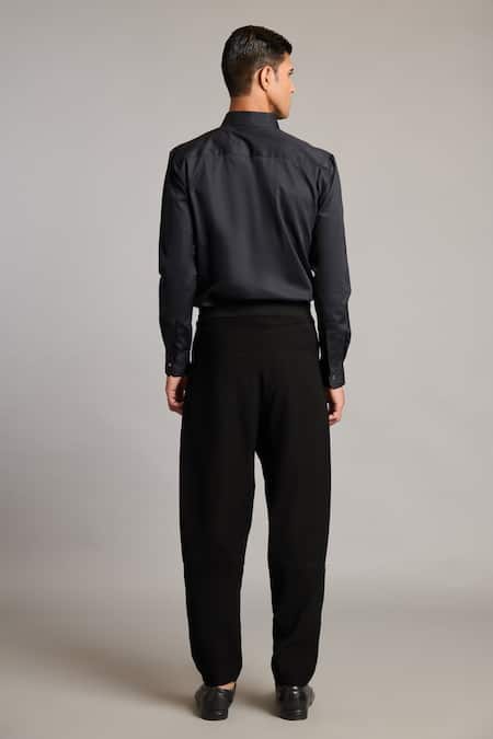Shop_Siddartha Tytler_Black Microfiber Balloon Pant _at_Aza_Fashions