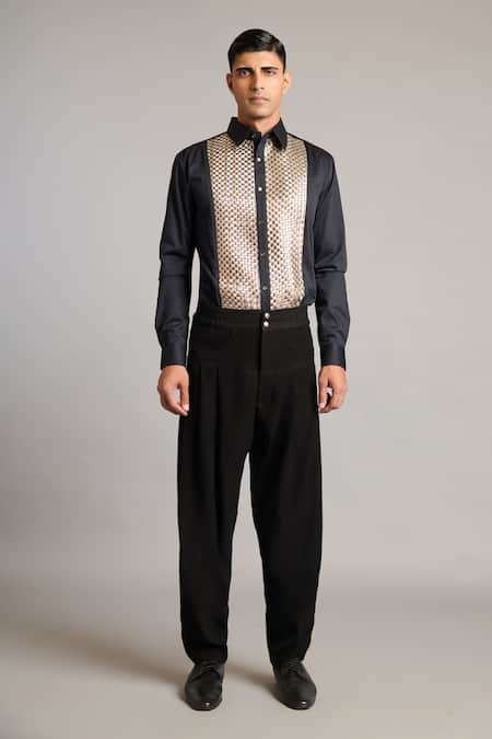 Buy_Siddartha Tytler_Black Microfiber Balloon Pant _Online_at_Aza_Fashions