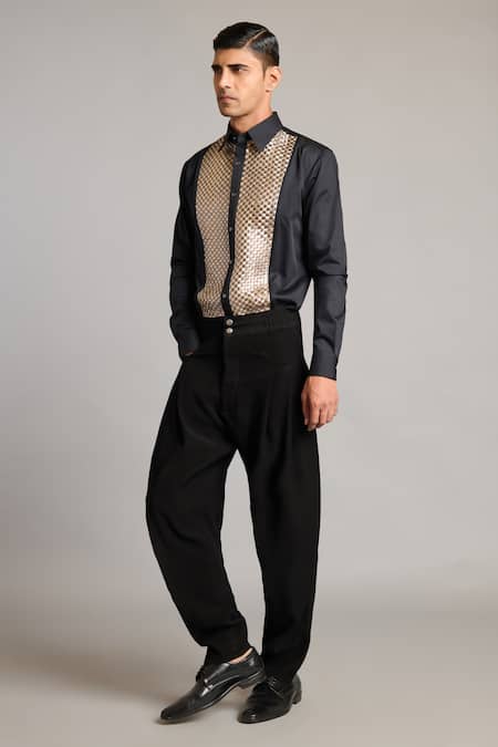 Siddartha Tytler Black Microfiber Balloon Pant 
