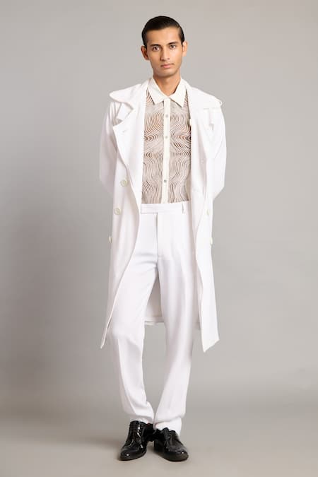 Siddartha Tytler_White Microfiber Formal Pant _Online_at_Aza_Fashions