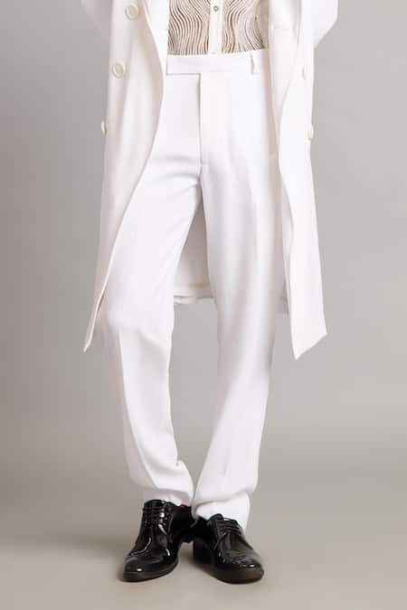 Buy_Siddartha Tytler_White Microfiber Formal Pant _Online_at_Aza_Fashions