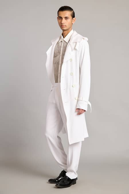 Siddartha Tytler White Microfiber Formal Pant 