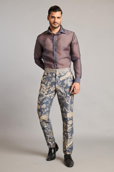 Siddartha Tytler Black Organza Charcoal Sheer Shirt Online at Aza Fashions Siddartha Tytler_Black Organza Charcoal Sheer Shirt _Online_at_Aza_Fashions