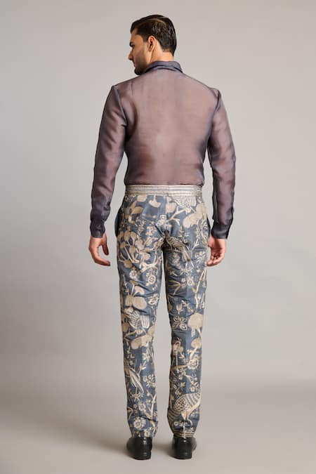 Shop Siddartha Tytler Black Organza Charcoal Sheer Shirt at Aza Fashions Shop_Siddartha Tytler_Black Organza Charcoal Sheer Shirt _at_Aza_Fashions