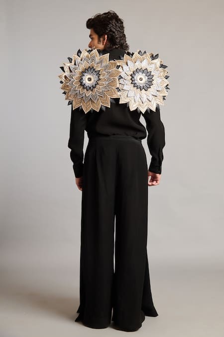 Siddartha Tytler 3D Mandala Black Microfiber Shirt 