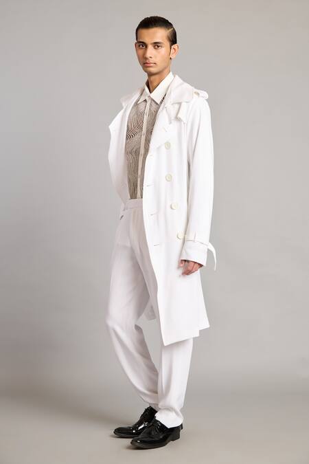 Siddartha Tytler_White Microfiber Crystal Rope Shirt _Online_at_Aza_Fashions