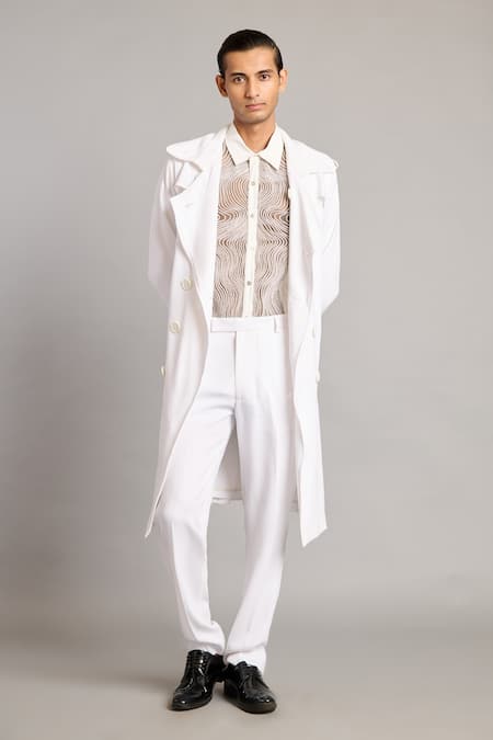 Buy_Siddartha Tytler_White Microfiber Crystal Rope Shirt _Online_at_Aza_Fashions