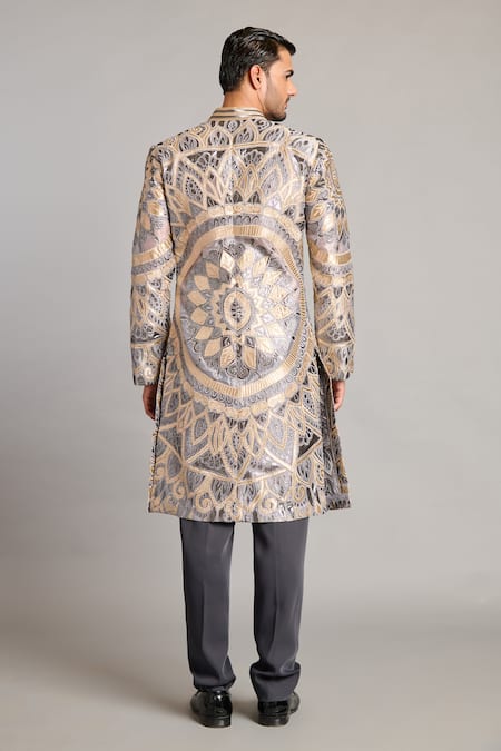 Siddartha Tytler Mandala Metallic Applique Sherwani 