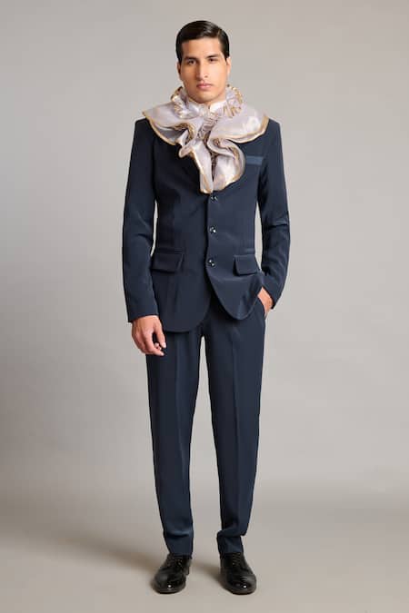 Siddartha Tytler Designer Grey Blazer with Scarf 