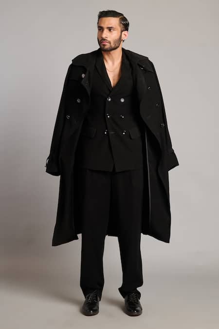 Siddartha Tytler Double-Breasted Black Blazer 