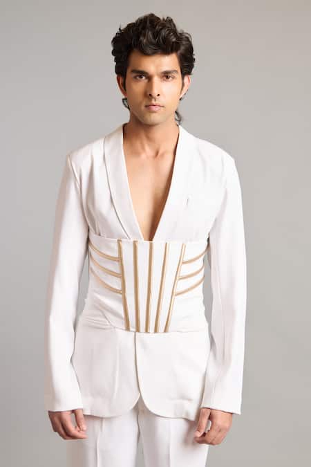 Buy_Siddartha Tytler_White Microfiber Designer Suit _Online_at_Aza_Fashions