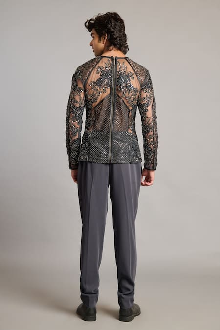 Siddartha Tytler Charcoal Mixed Media Sheer T-shirt 