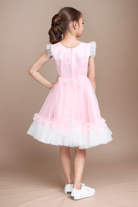 Petite Pomme Flower Embellished Fit & Flared Dress 