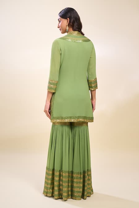 Nakul Sen Designer Green Kurta Gharara Set 