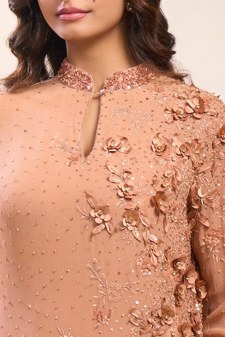 Nakul Sen Pink Sequins, Embroidery, Beads Keyhole Neck Kadambari Gharara Set Online at Aza Fashions Nakul Sen_Pink Sequins, Embroidery, Beads Keyhole Neck Kadambari Gharara Set _Online_at_Aza_Fashions