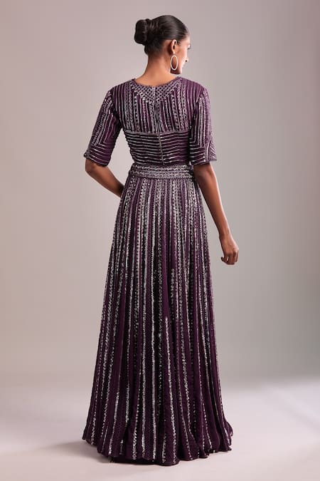 Varun Nidhika Embroidered Purple Lehenga Set 