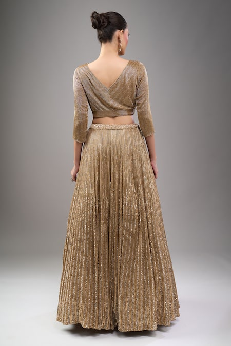 Nakul Sen Beige Lehenga Long Cape Set 
