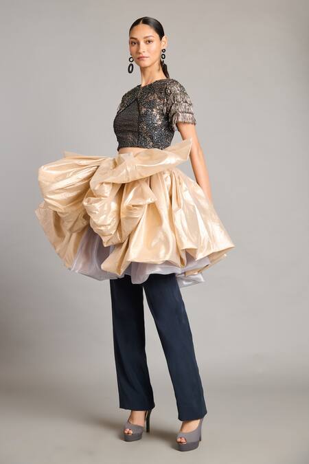 Siddartha Tytler_Gold Steel Bow Belt _Online_at_Aza_Fashions