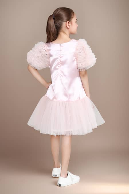 Petite Pomme Bow Embellished Party Dress 