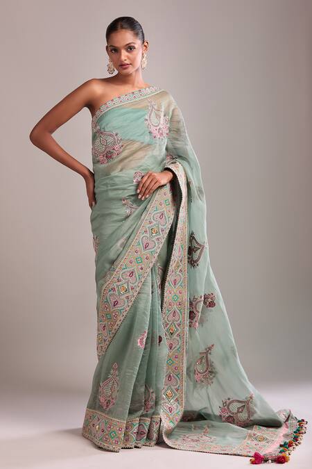 Buy_Torani_Green Organza, Net Embroidery Saree Set 