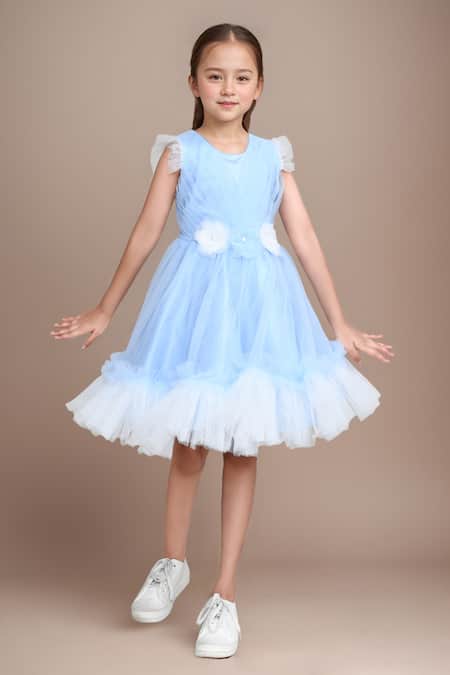 Petite Pomme Flower Embellished Fit & Flared Dress 