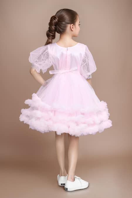 Petite Pomme Bead Work Embellished Pink Dress 