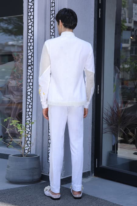 Ankur J White Designer Shirt with Crochet 