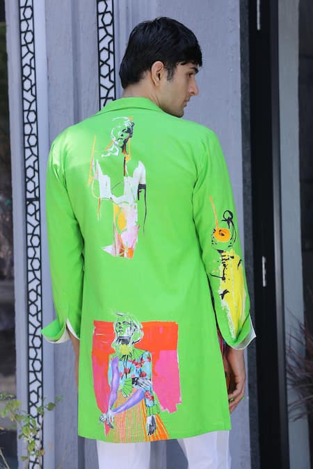 Shop_Ankur J_Green Cotton Embroidery Designer Crochet Overlay Jacket Set _Online_at_Aza_Fashions