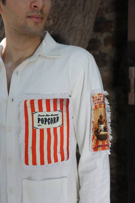 Buy_Ankur J_Off White Embroidery Designer Crochet Shirt _Online_at_Aza_Fashions