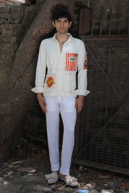 Shop_Ankur J_Off White Embroidery Designer Crochet Shirt _Online_at_Aza_Fashions