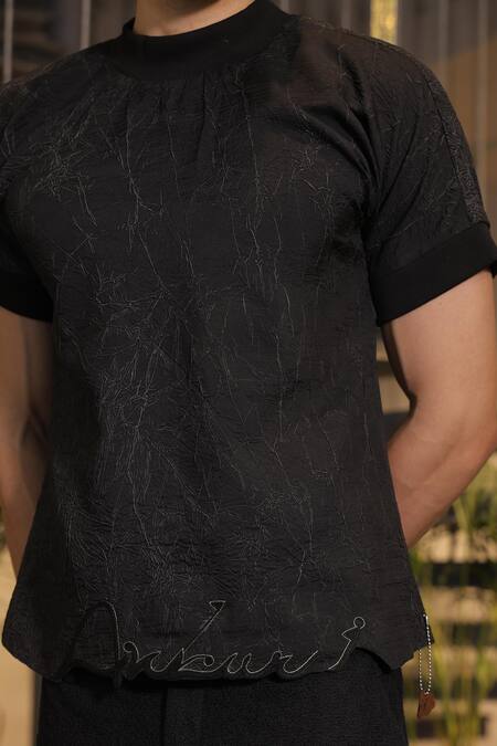 Buy_Ankur J_Black Cotton Designer Tshirt 