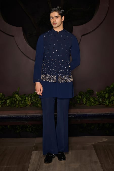 Contrast By Parth Stellar Hand Embroidered Nehru Jacket Set 