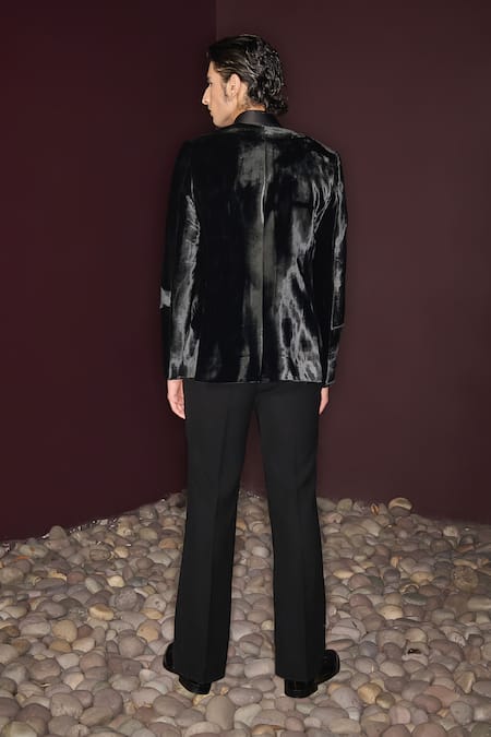 Contrast By Parth Hand Embroidered Velvet Dusk Tuxedo Set 