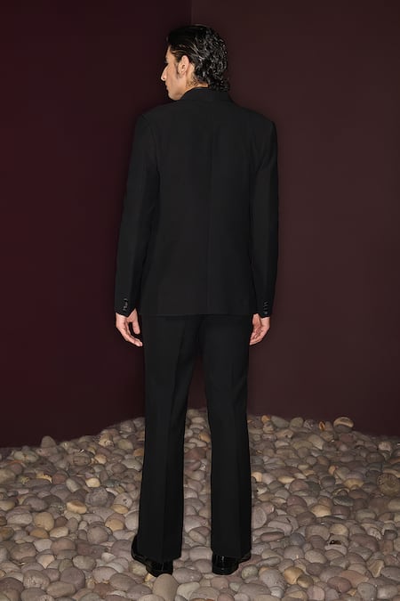 Contrast By Parth Sable Hand Embroidered Tuxedo Set 