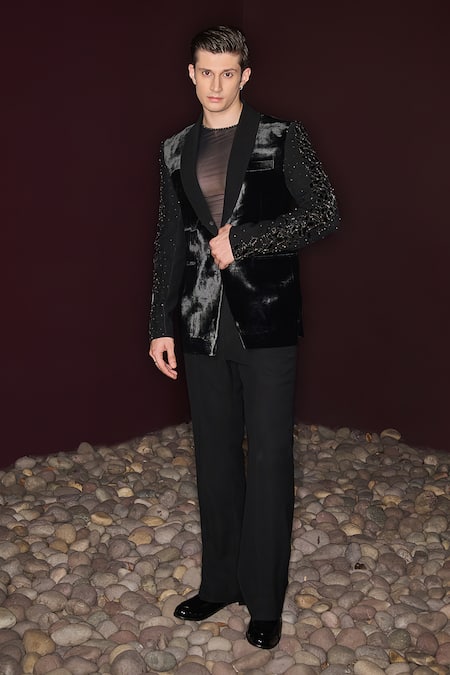 Contrast By Parth Stardust Hand Embroidered Tuxedo Set 