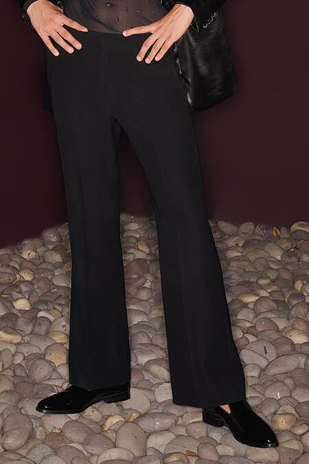 Contrast By Parth_Black Cotton Designer Elan Tuxedo Set _Online_at_Aza_Fashions