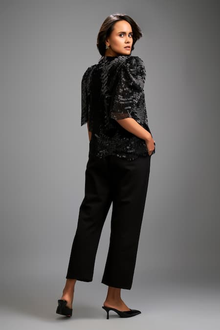 Deepika Arora Black Sequin Designer Top 