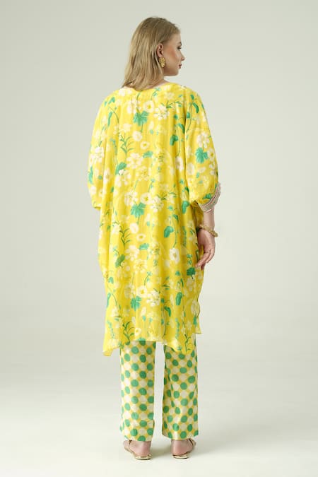 Surabhi Arya Floral Hand Embroidered Kaftan & Pant Set 