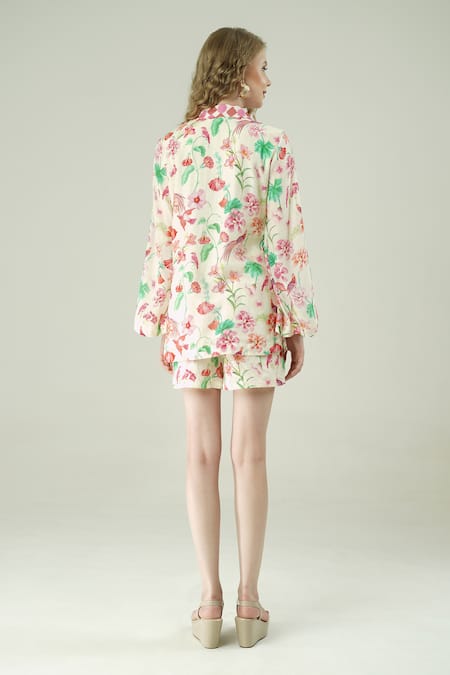 Surabhi Arya Floral Print Muslin Top & Shorts Set 