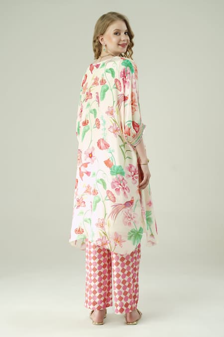 Surabhi Arya Floral Hand Embroidered Kaftan & Pant Set 