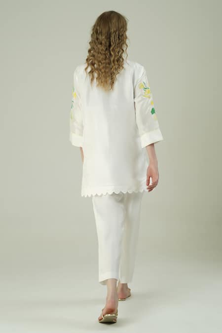 Surabhi Arya Ivory Patch Work Embroidered Shirt Set 