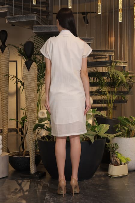 Ankur J White Crochet Overlay Dress 