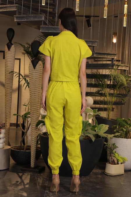 Ankur J Yellow Linen Designer Shirt & Joggers Set 